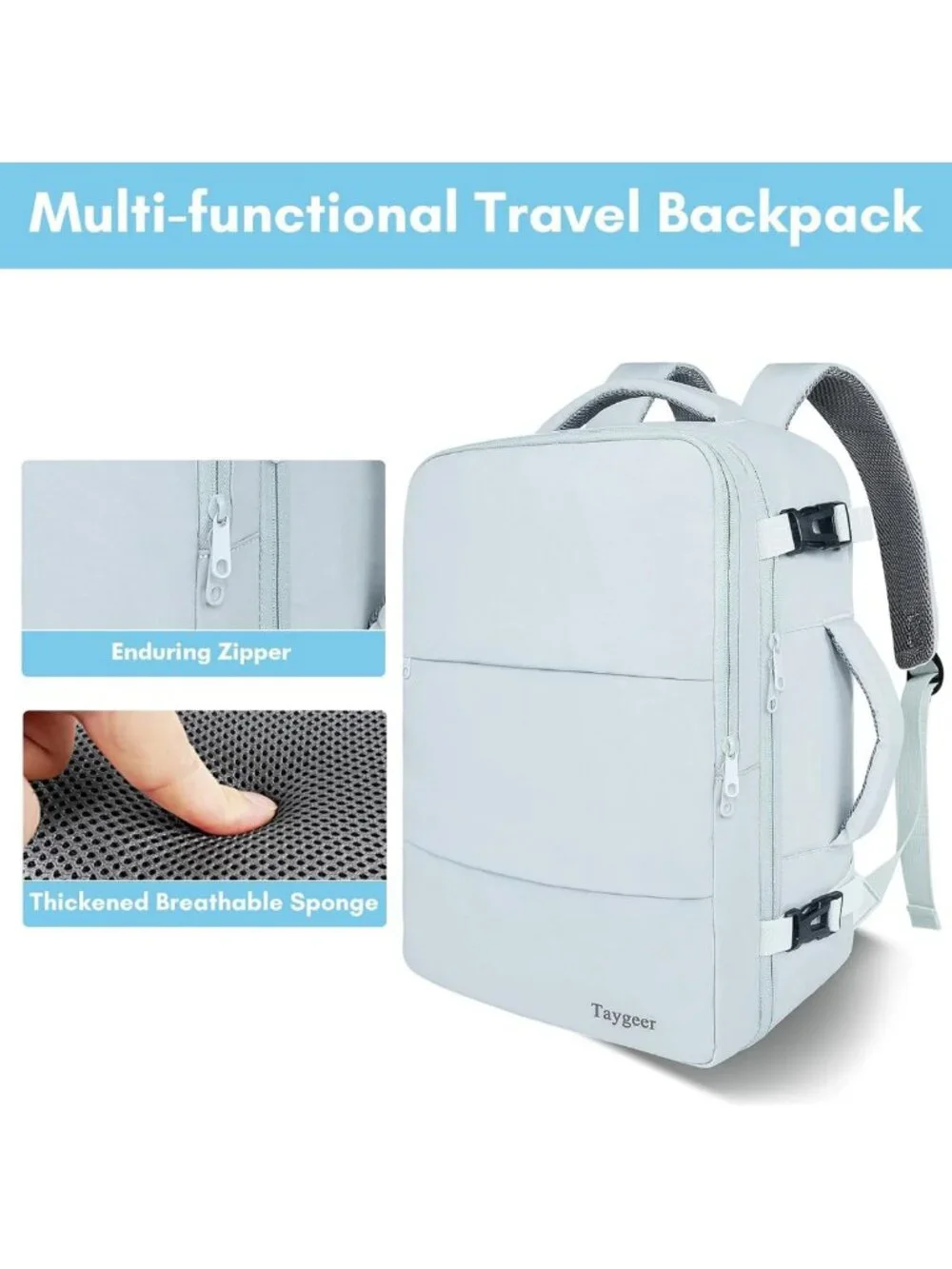 Spacious 40L Travel Backpack for Women, Airline Approved Carry-On Bag, Stylish